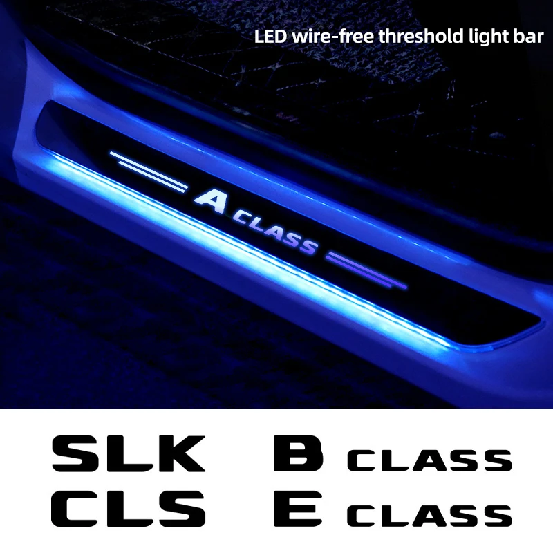 

Индивидуальный беспроводной светодиодный порог для автомобильных педалей Mercedes Benz A, класс B, класс C, Класс E, класс S, CLA, CLS, SL, SLC