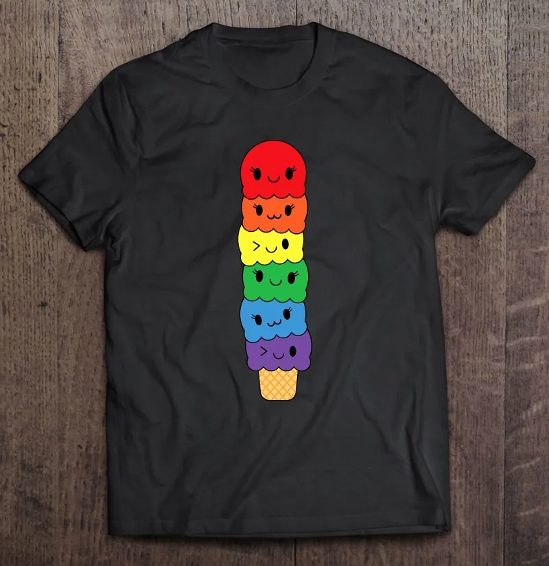 

Kawaii гей мороженое ЛГБТ гордость ранний месяц мужские футболки Harajuku рубашка Оверсайз Футболки для мальчиков футболки для женщин мужчин