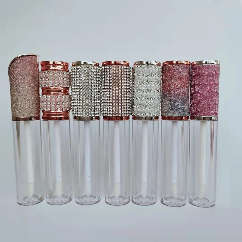 

Luxury 5ml Bling Diamond Rhinestone Lipgloss Empty Tubes Custom Logo Lip Gloss Bottles Containers Cosmetics Packaging 100pc