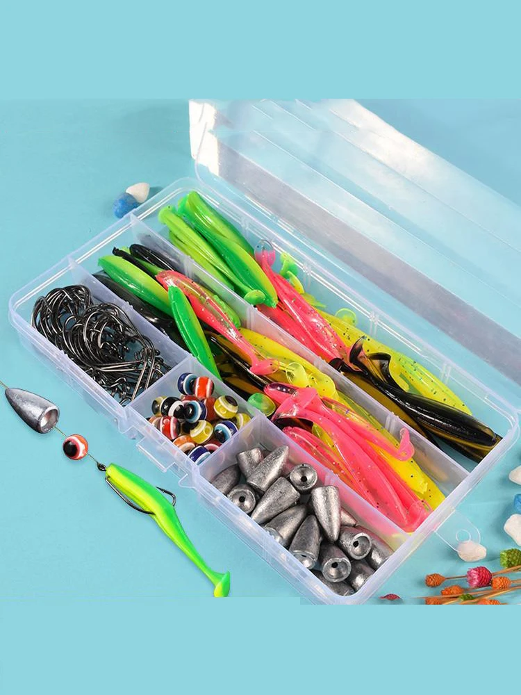 

Fishing gang Luya set fake bait tail soft bait accessories full set of crank hook reverse fishing anti-hanging bottom soft worm