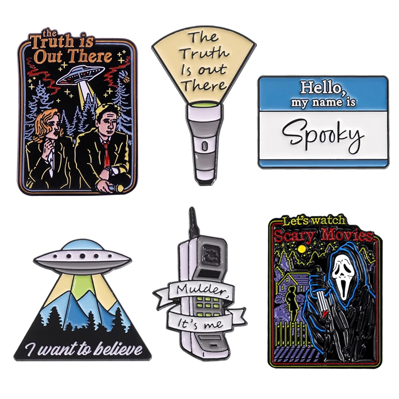 Брошь с покрытием EMiLED в стиле научно-фантастического серии X-Files Movie Fear надписью
