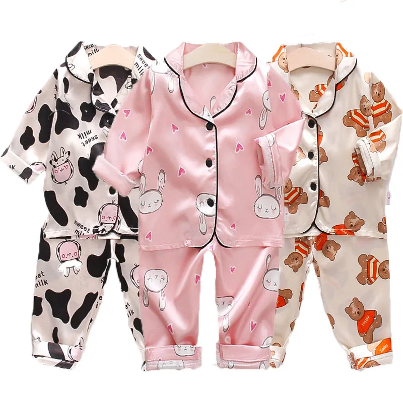 Children's Pajamas Boy Clothes Set Easter Sleepwear Kids Cartoon Rabbit Long Sleeve Top+Pant  Suit Toddler Girls Clothing Sets
