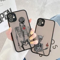 funny skeleton pattern phone case for iphone 7 8 plus se 2020 x xr xs max 13 12 11 pro max mini hard shell shockproof back cover