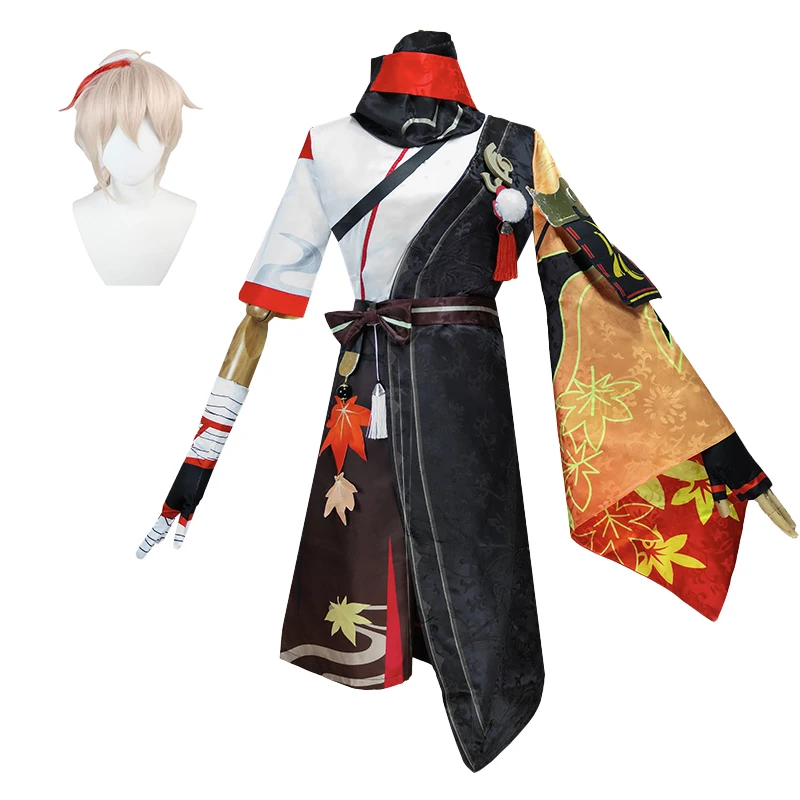 

Костюм для косплея казухи каэдехара, униформа геншина ударного действия, парик, искусственная Косплей-вечеринка в стиле аниме