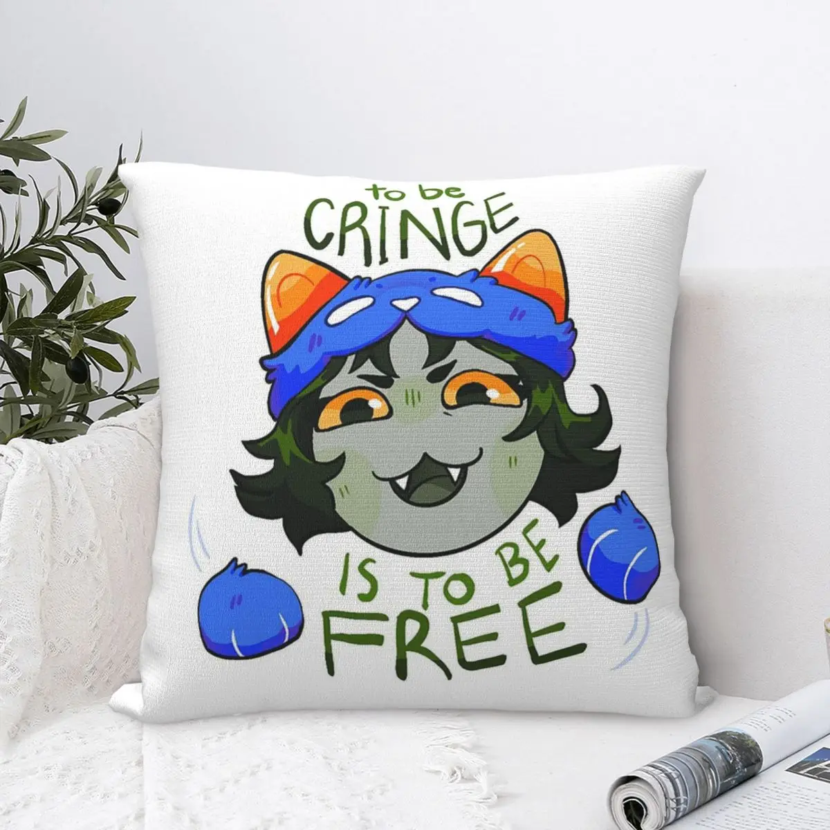 Homestuck Nepeta To Be Cringe Is Free квадратная наволочка Подушка на молнии комфортная для дома