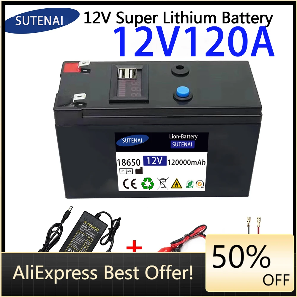 

12 В аккумулятор 18650 Ач литиевая аккумуляторная батарея перезаряжаемая батарея для электромобиля на солнечной энергии аккумулятор + в 3 а зарядное устройство