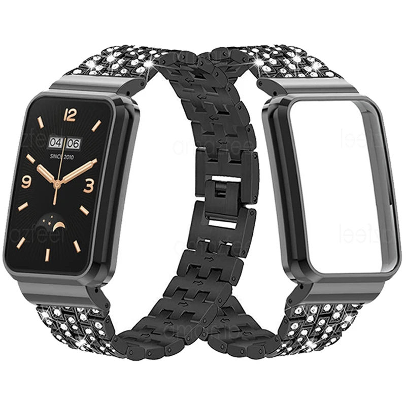 Ремешок с бриллиантовым звеном для Xiaomi Band 7 Pro Smart Cover Frame Shell Bumpe Mi металлический