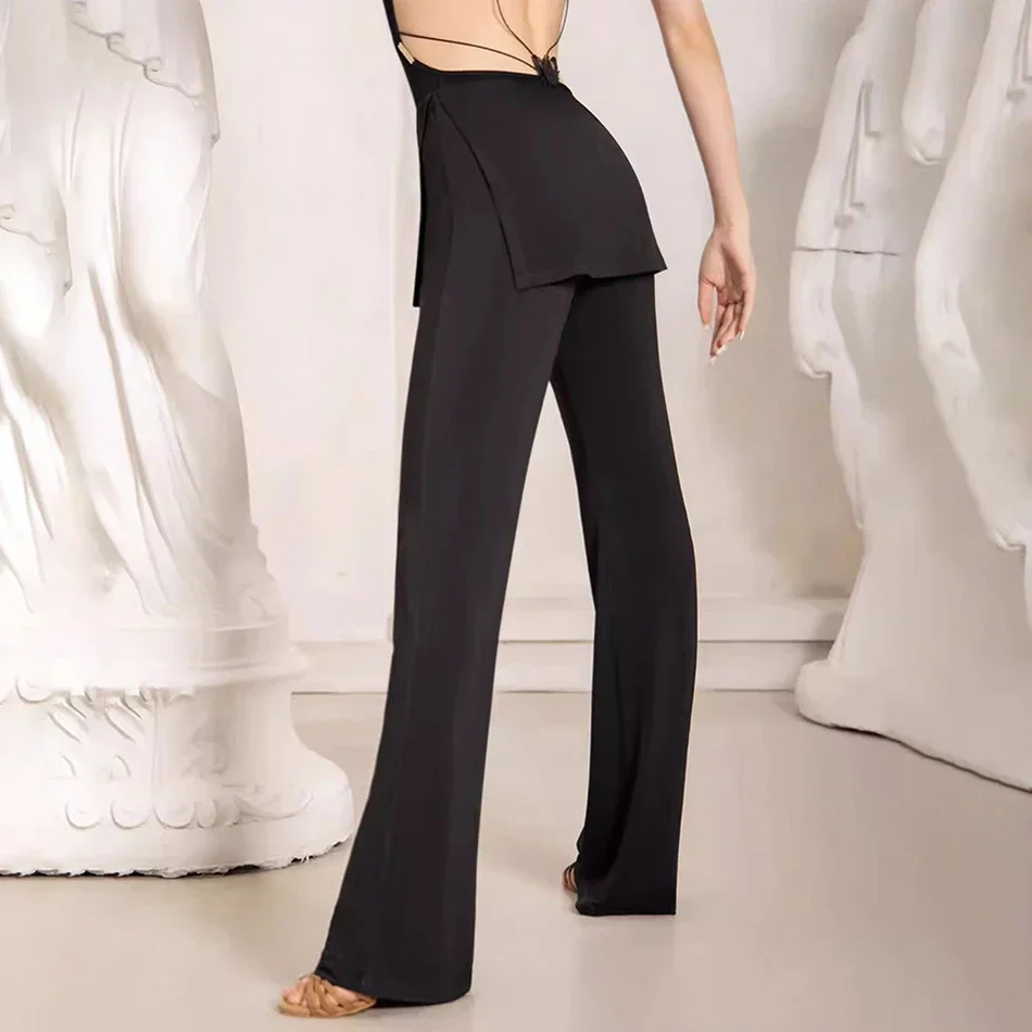 Брюки для латинских танцев с высокой талией одежда женская танцевальная женский