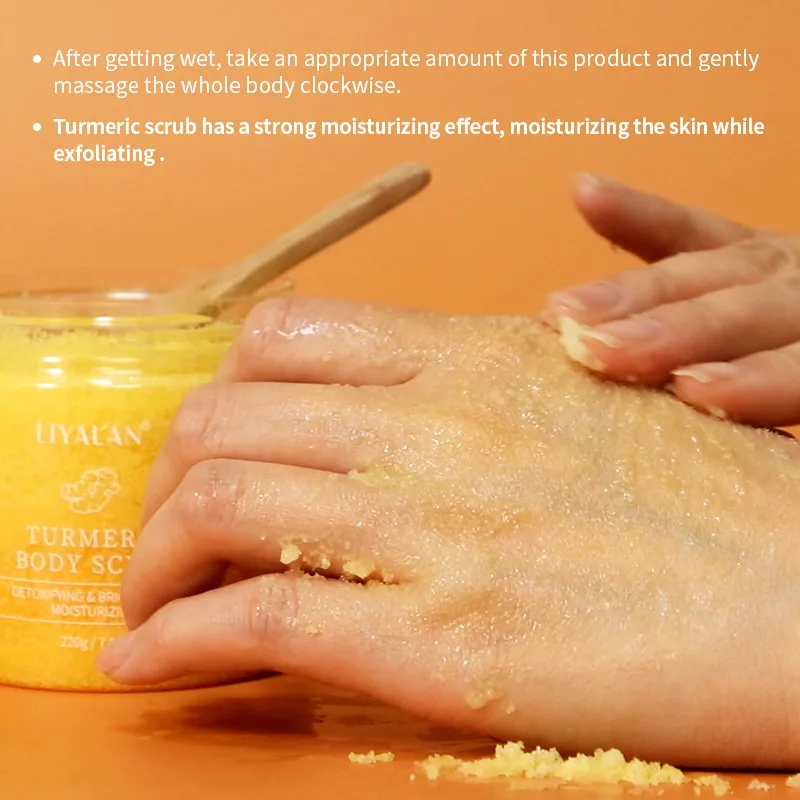 220g Turmeric Face Body Scrub Soften Cutin Brightening Moisturizing Salt Pore Cleaning Skin Smooth Exfoliating Skin care
