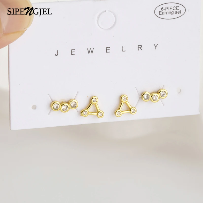 

SIPENGJEL Fashion Cubic Zircon Cute Ear Piercing Stud Earrings for Women Man Stud Earrings Party Jewlry Gift