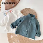 Одежда для маленьких мальчиков, демисезонные куртки, детские модные рубашки, однотонные топы с воротником-стойкой для мальчиков и девочек