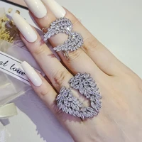 2pcs per set wing luxury vintage silver color bride dubai jewelry set for women female wedding christmas anniversary gift j7617