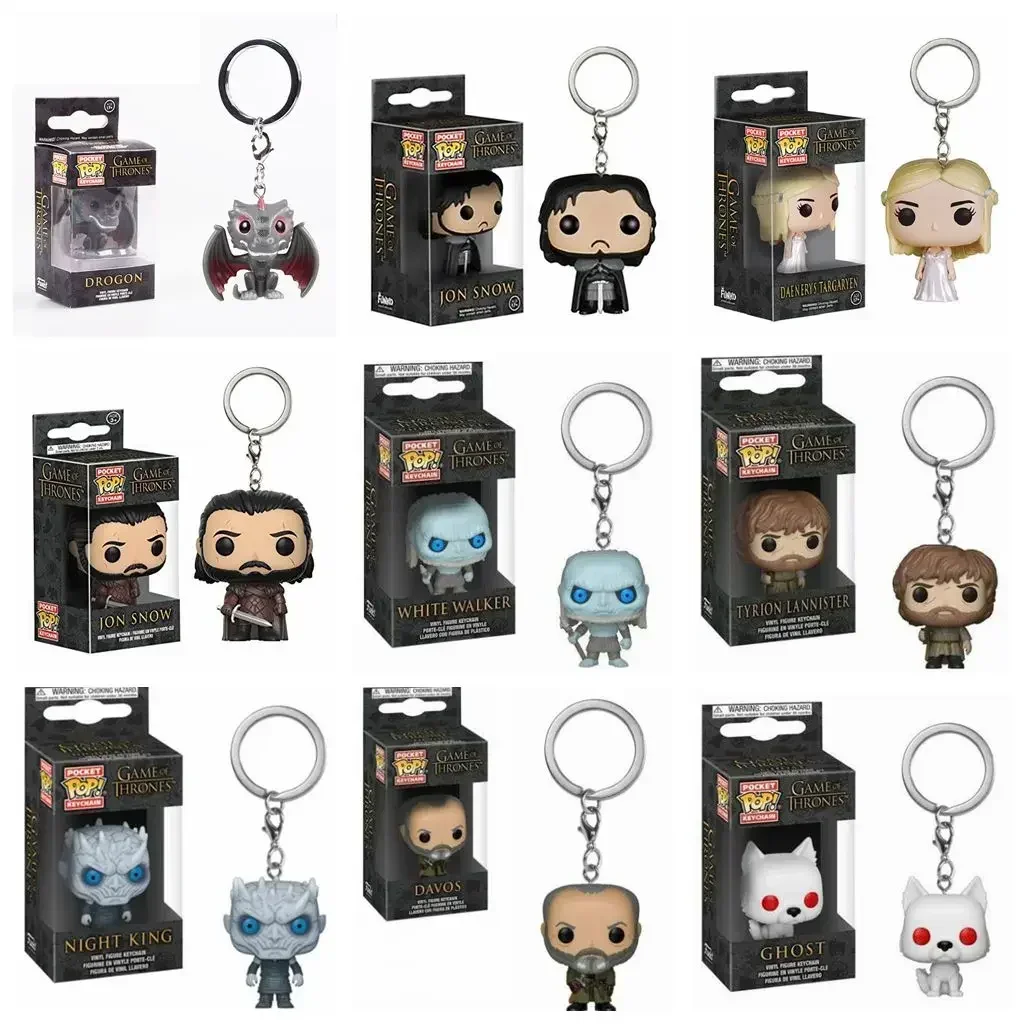 FUNKO pop Movie TV Game of Jon Snow Daenerys Davos Ghost Night King Thrones Tylion Drogon KeyChain Фигурка Модель