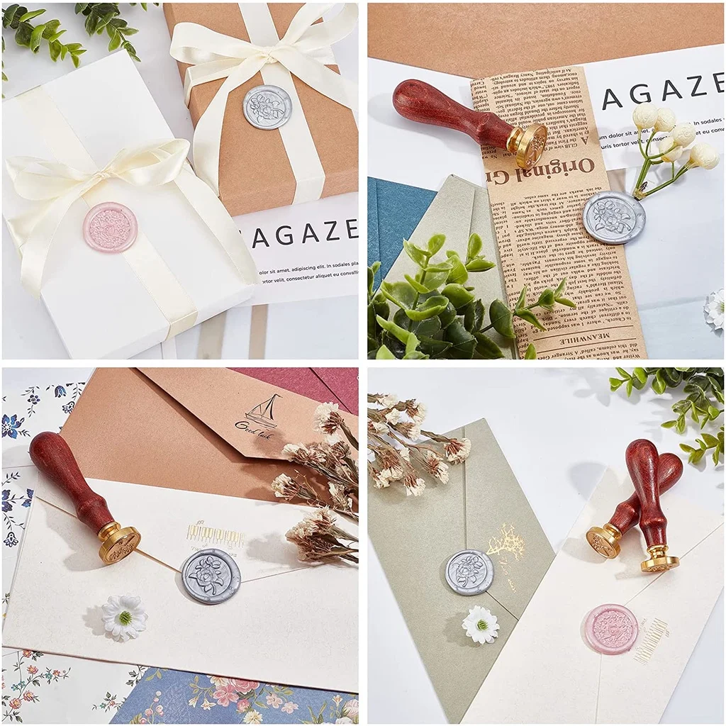 2PCS Wax Seal Stamp Heads Bachelor Cap & Hourglass with Universal Wood Handle and Red Sealing Sticks for Card Envelopes |