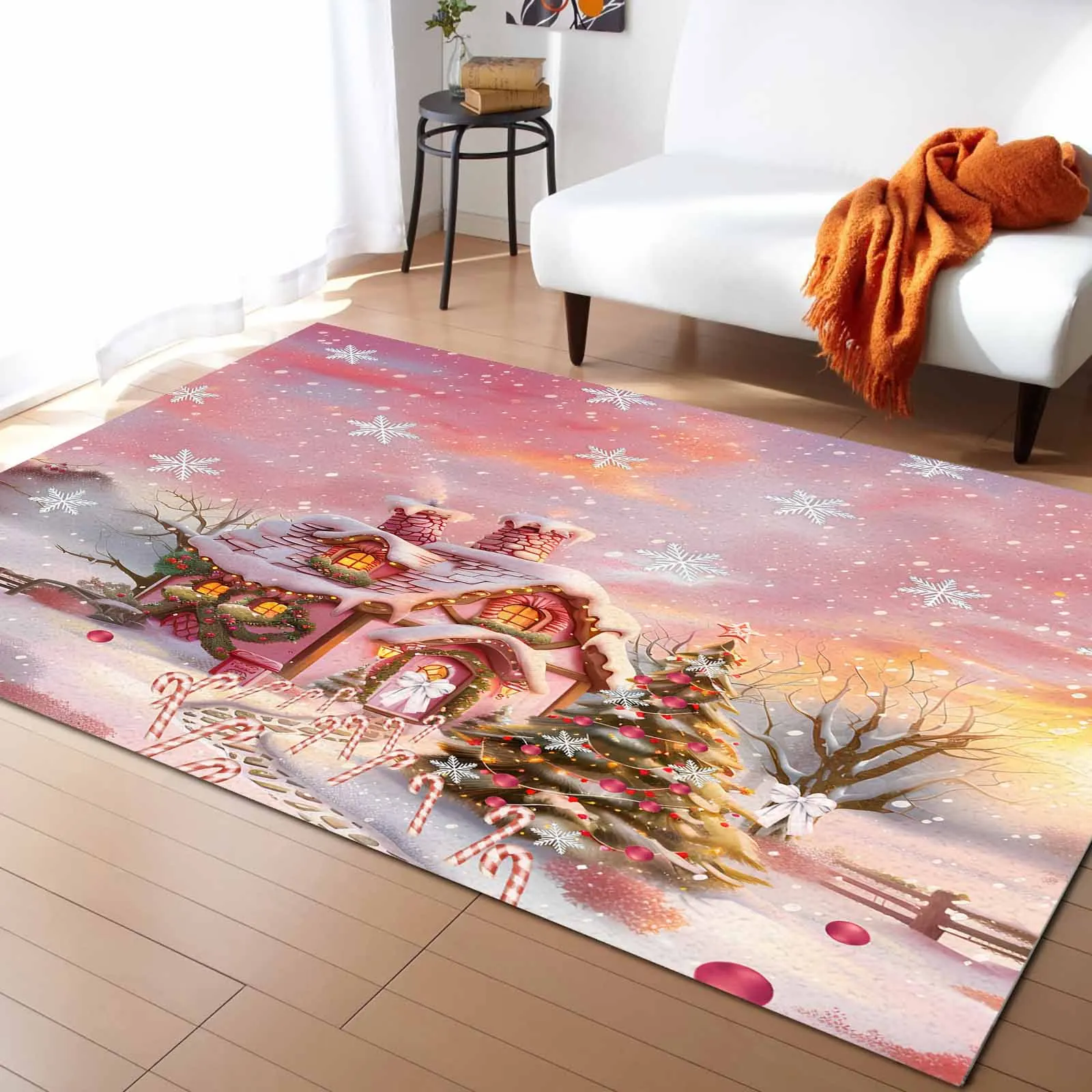 Рождественский конфетный домик вид снега сельская местность напольный коврик