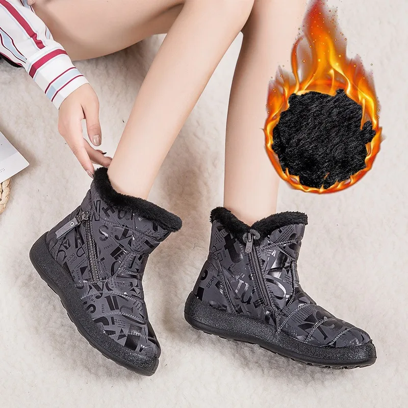 Waterproof Snow Boots Fashion 2022 Women Boots Winter Warm Fur Plush Ankle Boots Black Female Shoes Double Zippers Botas Mujer