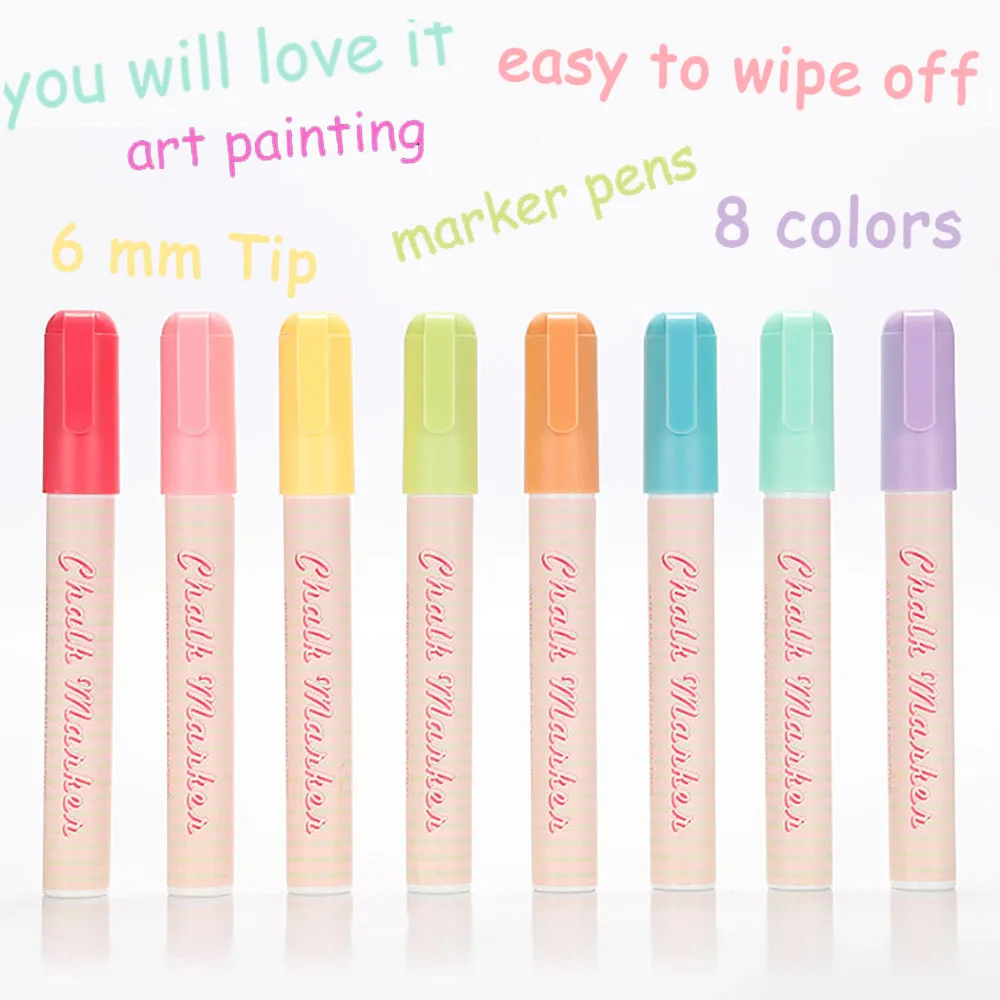 

8Color 1/3/6/10mm Liquid Chalk Erasable Highlighter Fluorescent Marker Pen,For Whiteboard Graffiti LED Advertisement Chalkboard