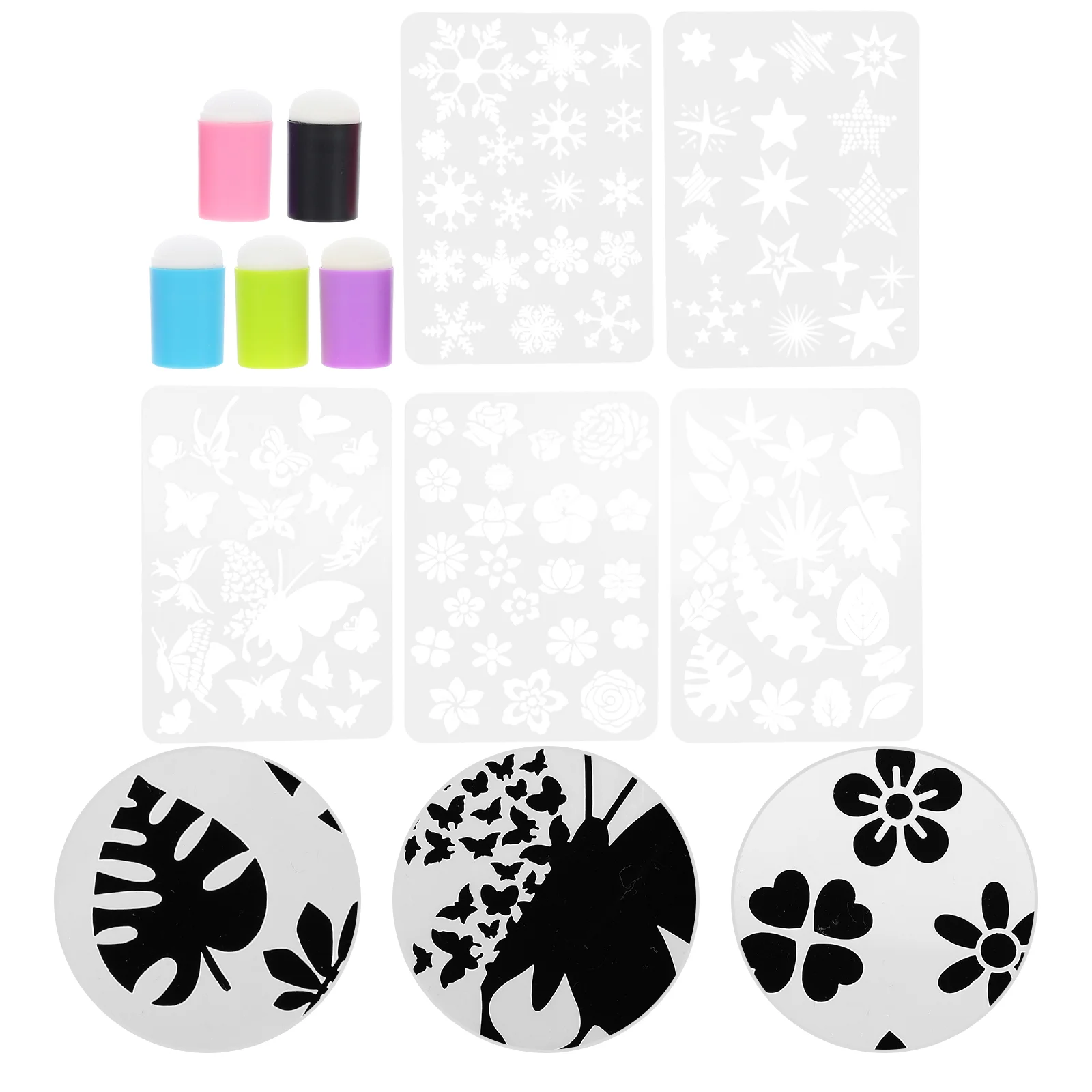 

Sponge Painting Daubers Finger Brush Flower Stencils Craft Ruler Diy Stencil Drawing Sponges Tools Template Style Winter
