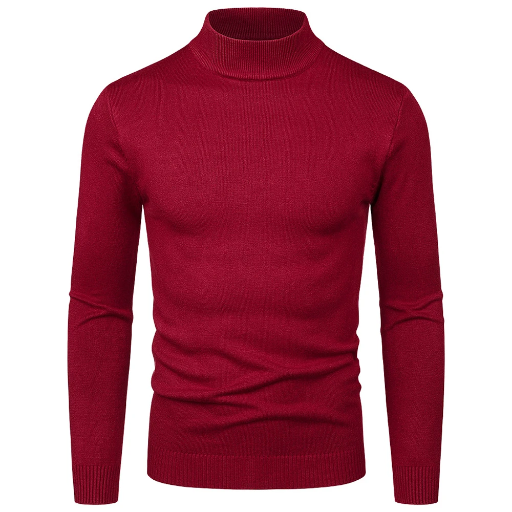 

Men Thermal Sweater Turtleneck Pullovers Long Sleeve Knitwear Male Solid Color Knitting Tops Fall Winter Bottoming Shirts