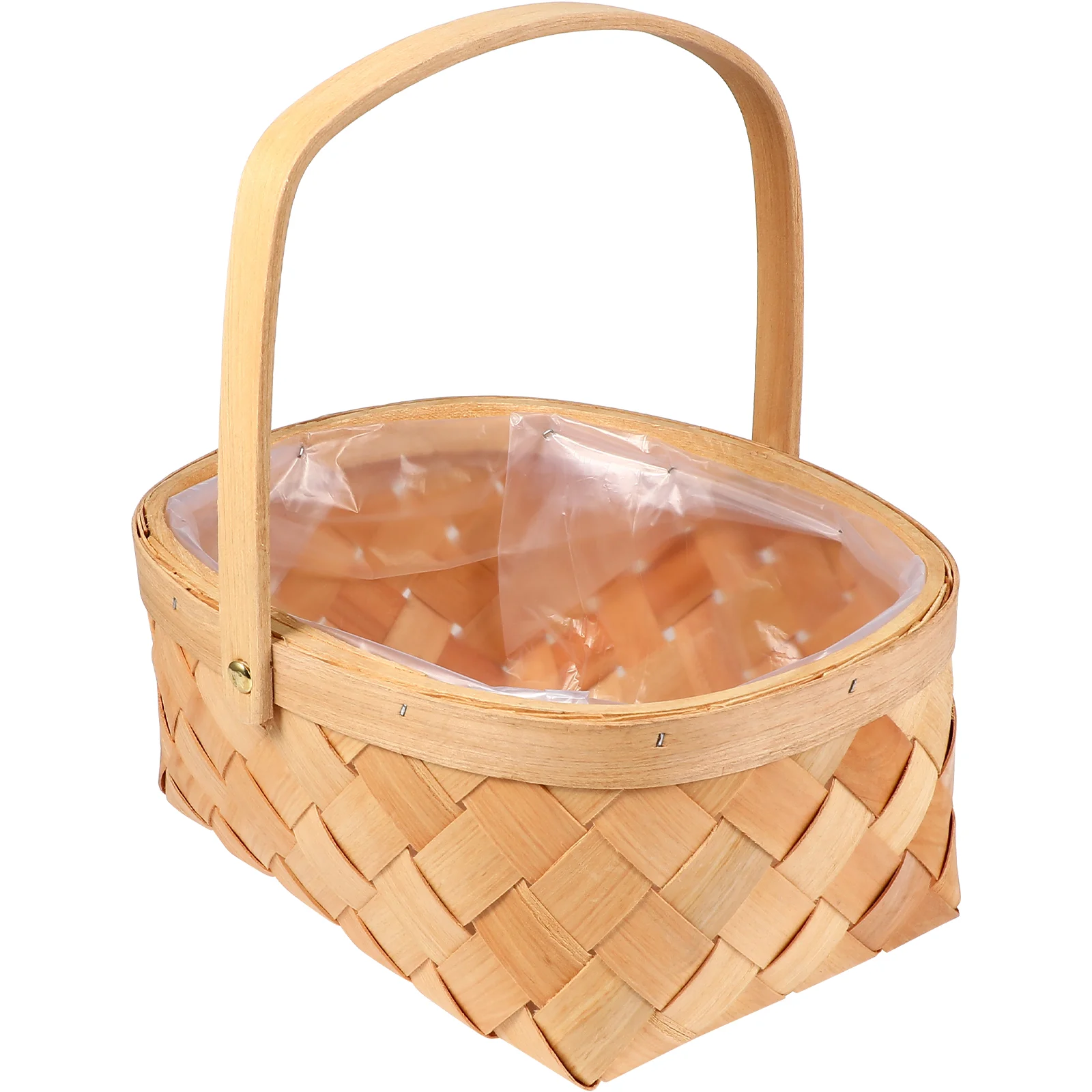 

Wooden Basketbasketshandmade Storage Handle Small Lid Gifts Large Bottom Hamper Bin Garden