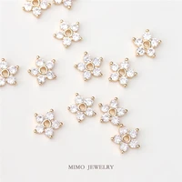 mimo jewelry copper plated genuine gold micro inlaid exquisite medium hole zircon floret pendant beads diy manual accessories