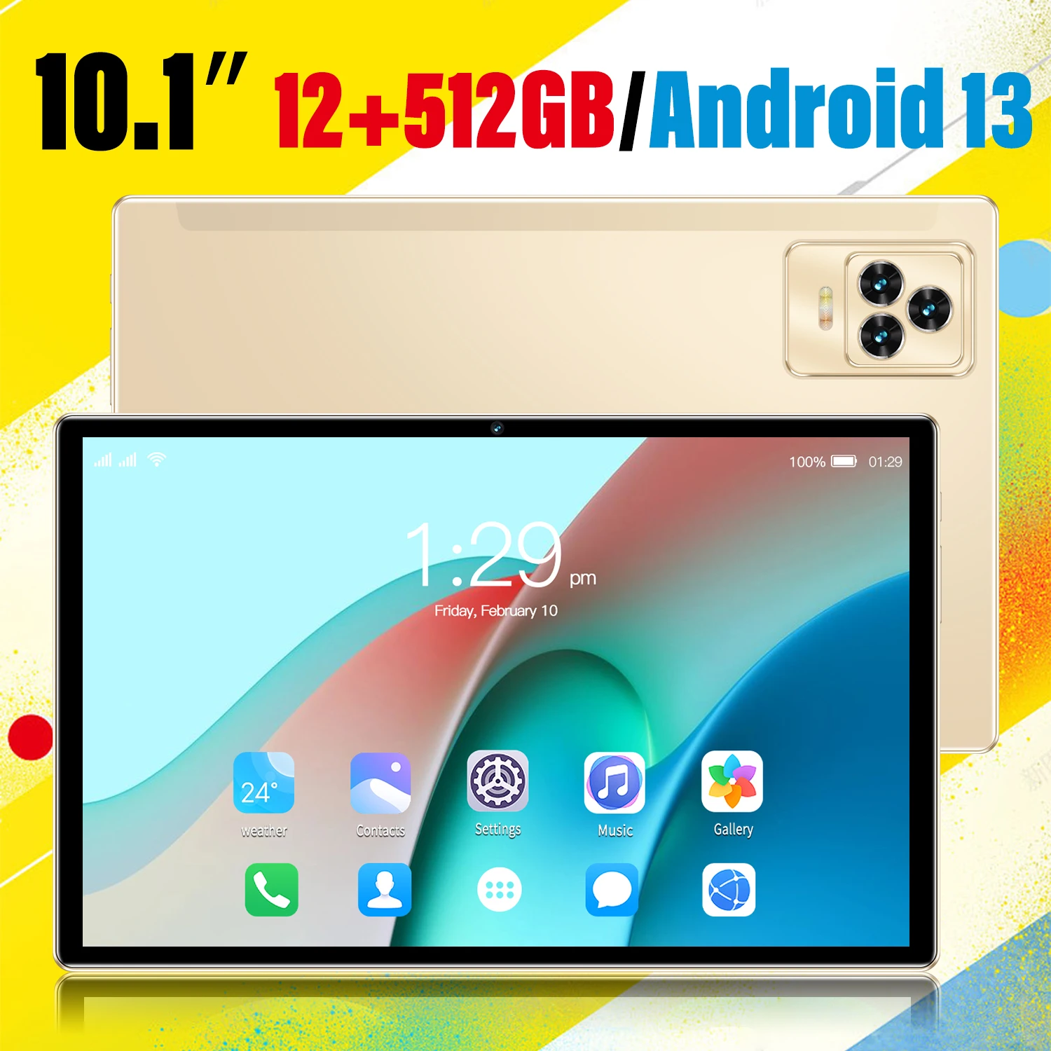 

Планшет на Android 13,0, процессор MTK6797, 12 Гб ОЗУ 512 Гб ПЗУ, две SIM-карты, экран 10,1 дюйма, 8000 мАч, 5GBluetooth 24 + 48PM