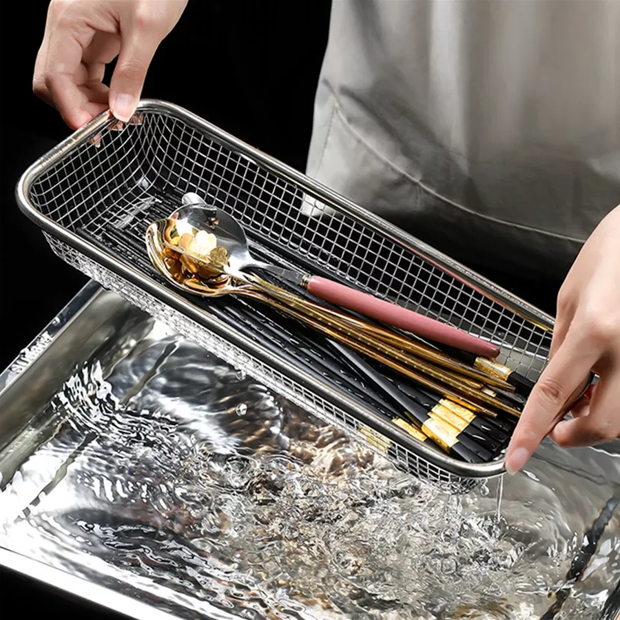 

2022New Sink Drain Rack Chopsticks Storage Basket Vegetable Fruit Washing Basket Dishwasher Chopsticks Knife Fork Drain Colander