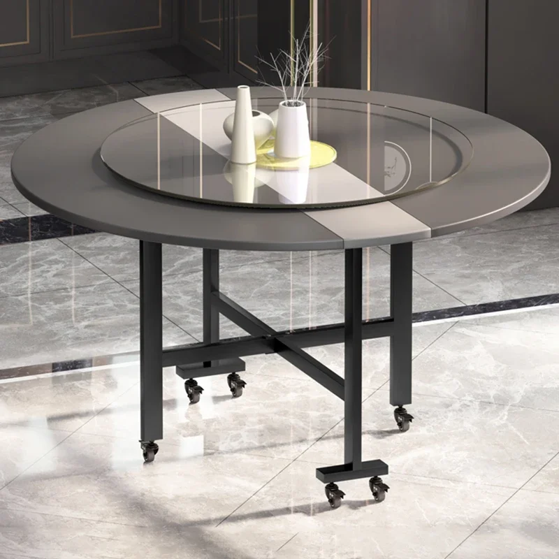 Круглый керамический обеденный стол выдвижной раздвижной среднего века