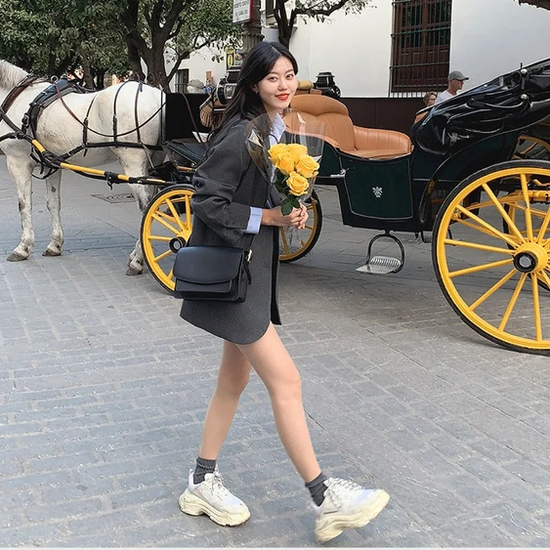 2 Piece Set Blazer and High Waist Skirt Jacket Sold Office Lady Separately Women's Costumes Women Sweet Solid Fall Skirt Suits