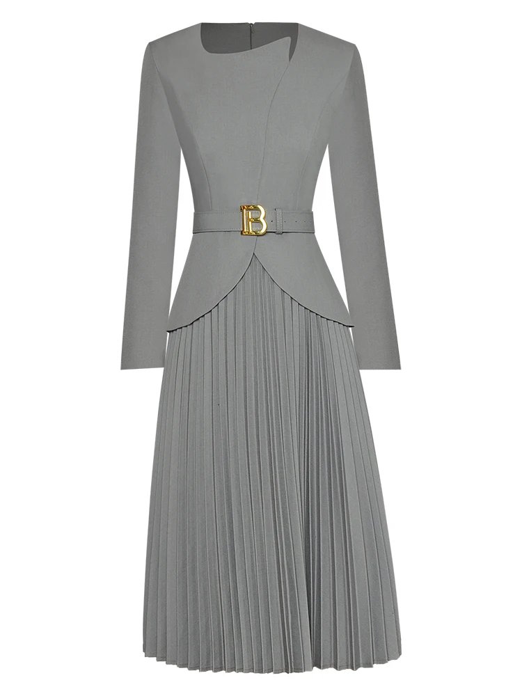 

Женское Деловое платье с длинным рукавом и оборками, на осень/зиму