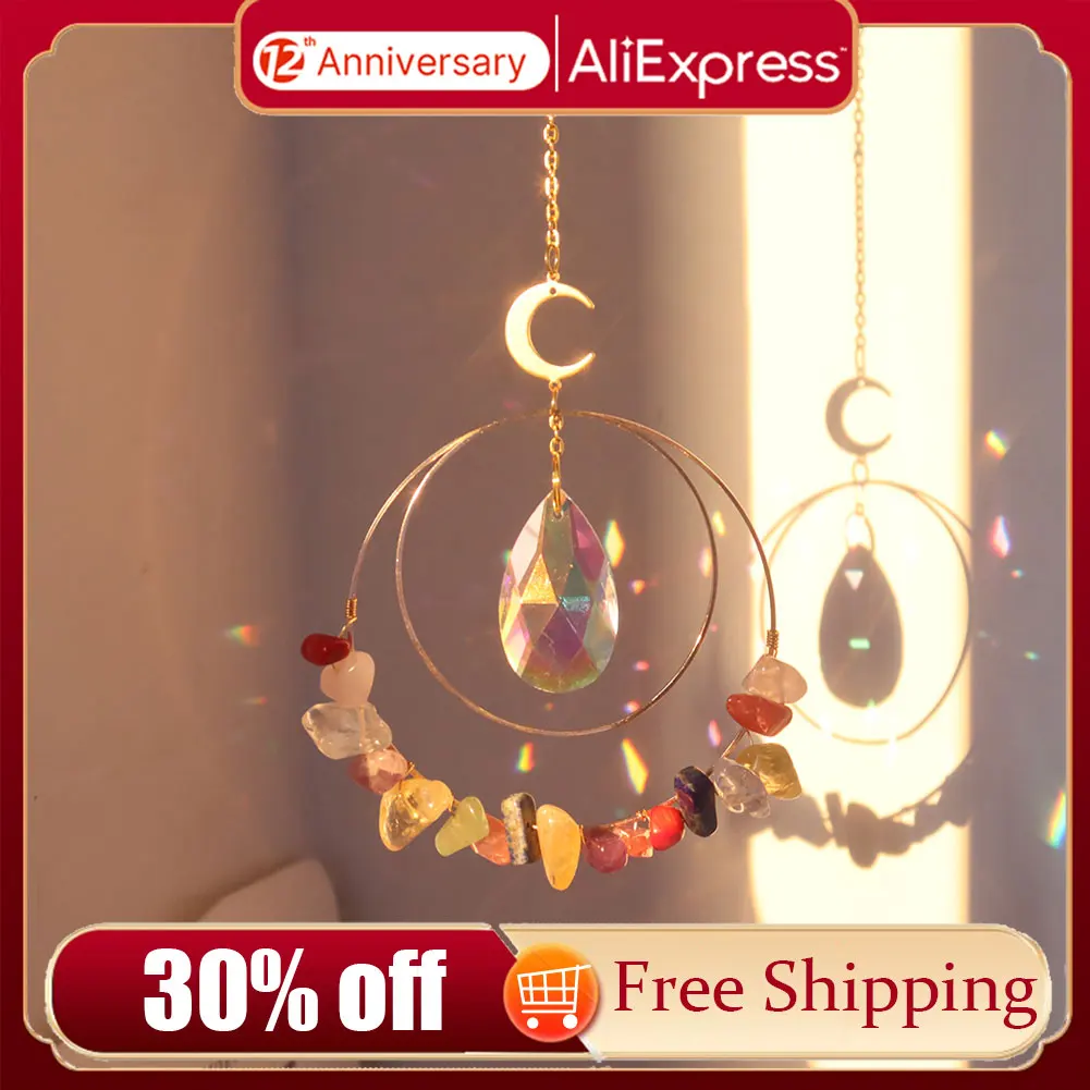 Хрустальные призмы от солнца колокольчики ветра подвесные в виде Луны и звезды