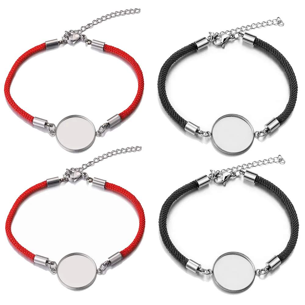 

20mm 5pcs Stainless Steel Bracelet Cabochon Base Black Red Rop Earrings Base for DIY Jewelry Making Findings Accessories