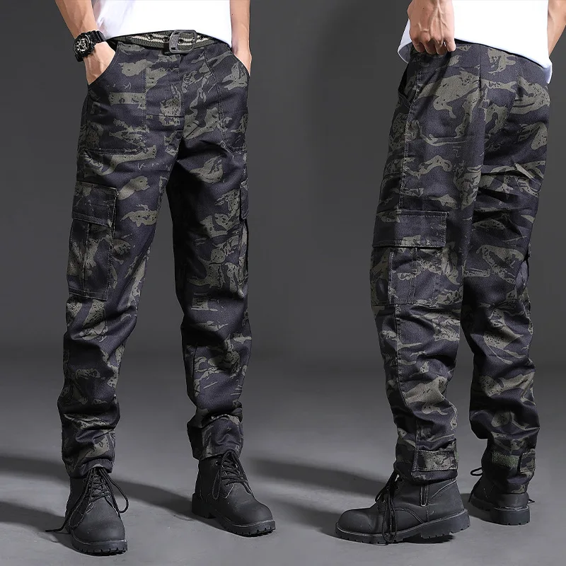 

Брюки-карго мужские камуфляжные, модные повседневные мешковатые штаны в стиле милитари, хлопковые Брендовые брюки, с несколькими карманами, весна