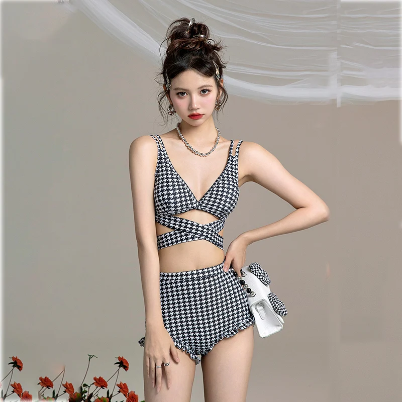 

Swimsuit Women Sexy Bikini New Korean Fashion Girls Padded Swimwear Push Up Slim Fit Monikini Beach Wear Swimming Summer 2022