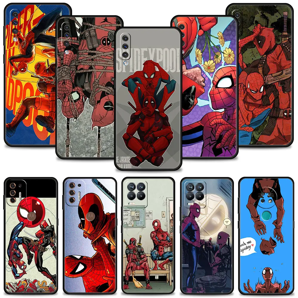 Чехол с комиксами Marvel Дэдпул и Человек-паук для Realme 8 pro c21 G22 Moto g8 plus one fusion Nokia g10 5 4 -