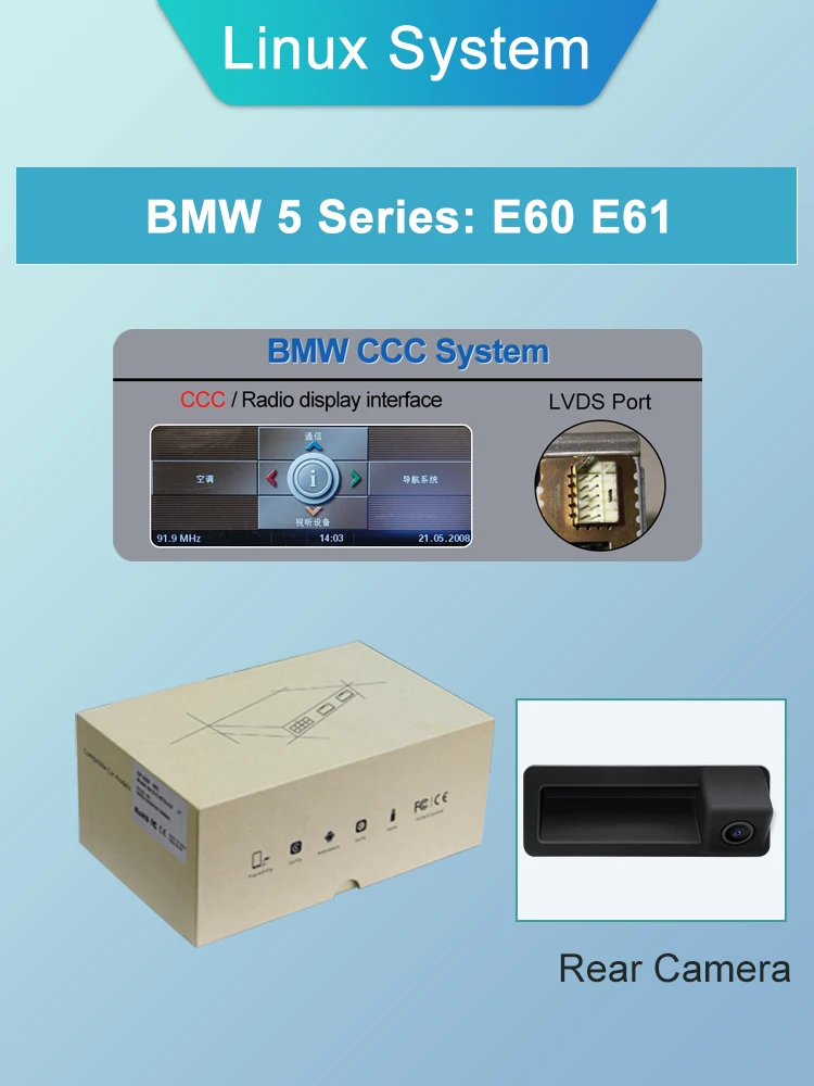 

Беспроводной модуль CarPlay для BMW CCC 5 серии E60 E61 2005-2008, автомобильная воспроизведение Android Auto Mirror Link, передняя и задняя камера