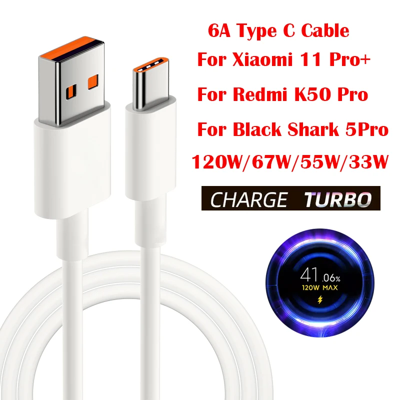 Кабель для быстрой зарядки Xiaomi USB C Turbo 120 Вт 67 33 Mi 14 13 Ultra 11 10 Lite Redmi K70 K60 Note 12 Pro