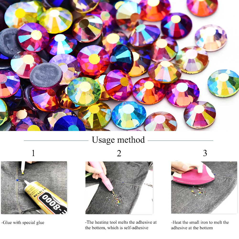 Женские цветные стразы стеклянные бусины с плоским основанием горячей фиксацией