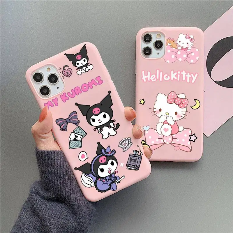 

Cute Hello Kitty Sanrio Kuromi Cinnamonroll Phone Case For iphone 14 Plus 13 12 Mini 11 Pro Max XS X XS XR Candy Pink Cover
