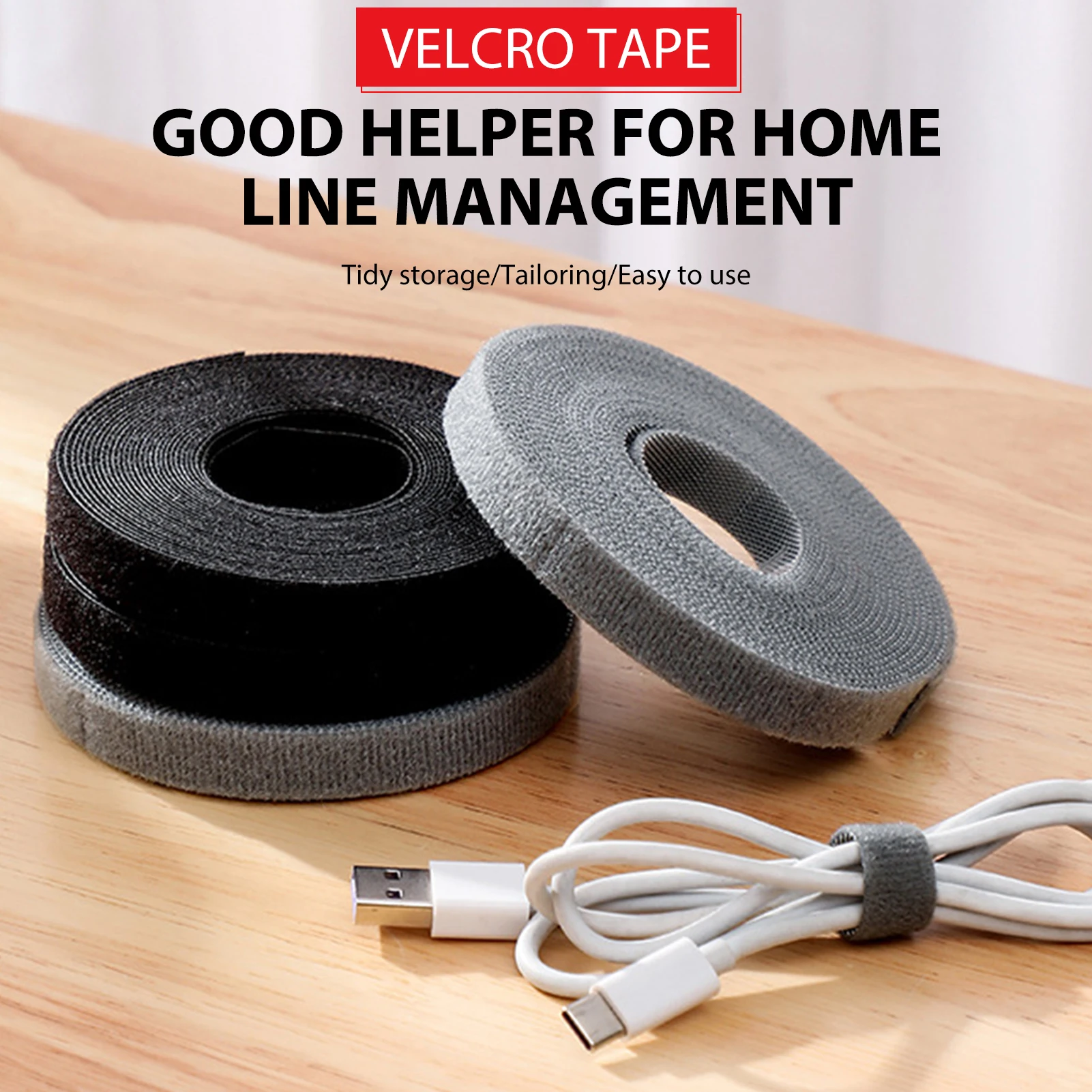 Cable Tape Roll Easy Organising Cables Free Cutting Length Data Cable Management Belt For Keyboard Cable Management