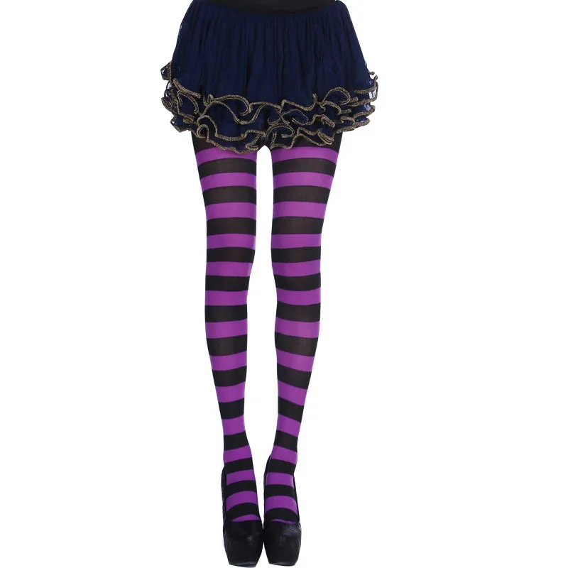 Halloween Striped Leggings Christmas Party Game Costumes Props Halloween Christmas Pantyhose Stockings Womens Clothing