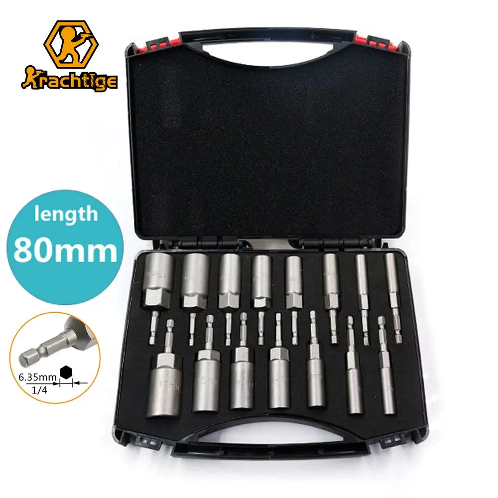 Krachtige 5.5mm-19mm Hex Socket Sleeve Nozzles Nut Driver Se