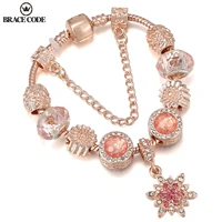 crace code snowflake pendant pink rose gold pendant womens bracelet diy charm brand women bracelet gifts