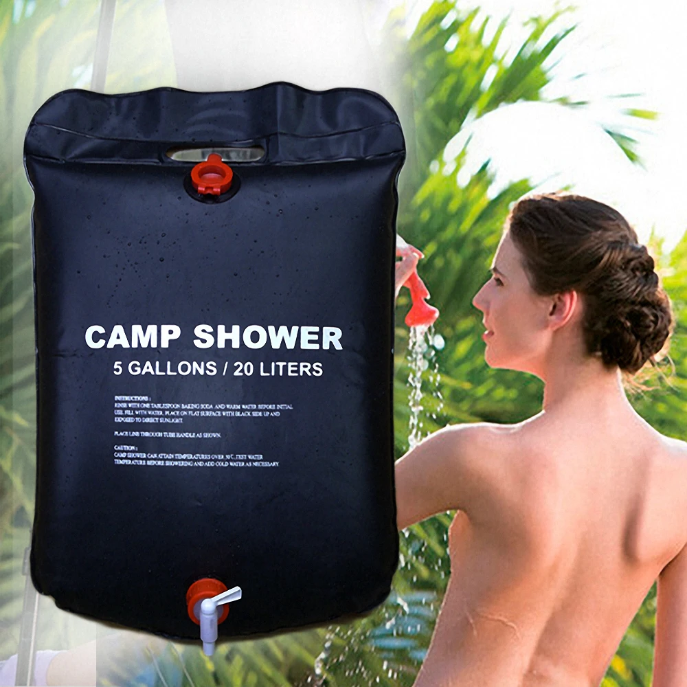 

Camping Hiking Travel Supplies 20L Portable Camp Shower Bag Solar Energy Heated Portable Folding Water Bag Camping Shower