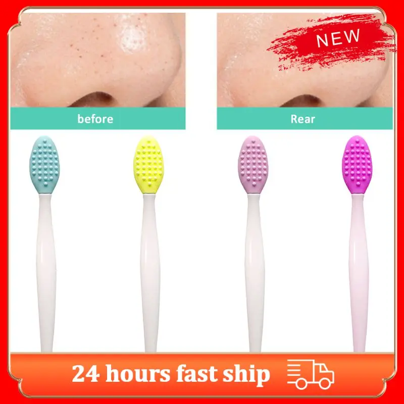 

1pc Beauty Skin Care Wash Face Silicone Brush Double-sided Nasal Brush Exfoliating Blackhead Removal Brushes Nose Clean Tools