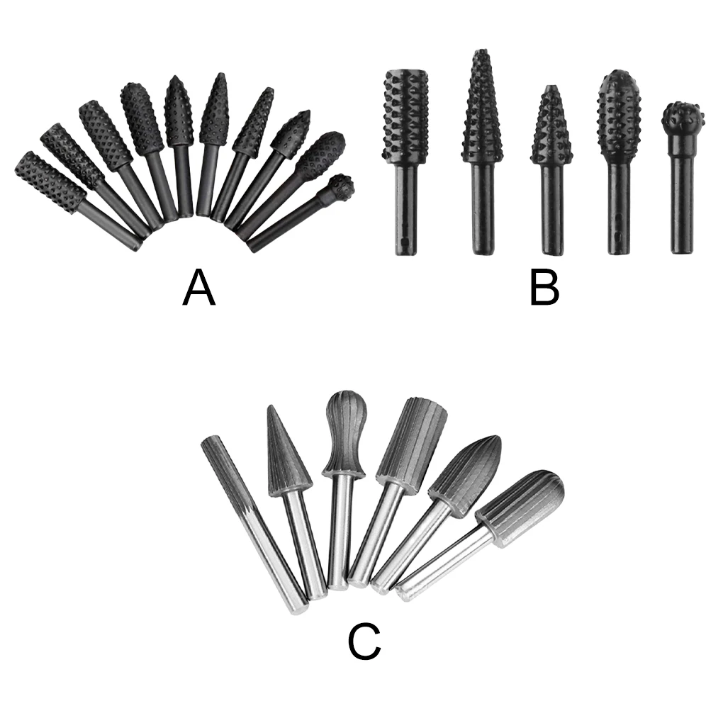 

Rotary Grinding Head Woodworking File Sharpening Tools 10PCS Type 1