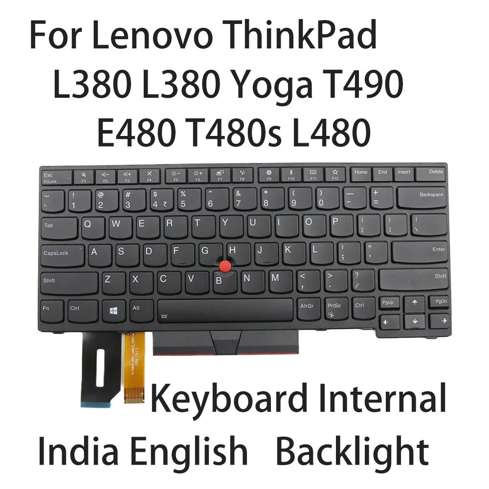 Новая клавиатура для Lenovo ThinkPad E480 T480s L480 L380 Yoga T490 Индия английская подсветка FRU: 01YP555