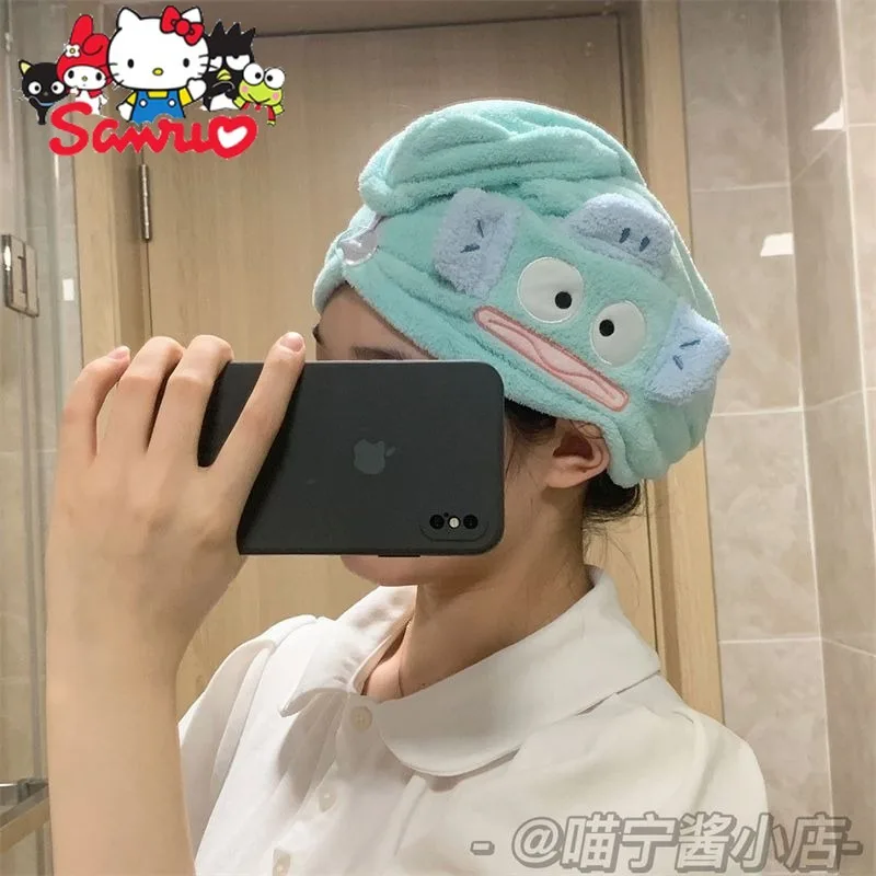 

Sanrio Melody Kuromi Hello Kitty Cinnamoroll Pochacco Mermaid Hanton Ugly Fish Bag Headscarf Dry Hair Towel Home Dry Hair Hat