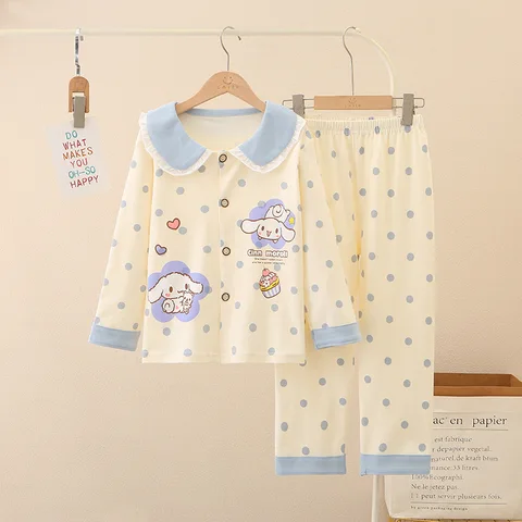 Детские пижамы MINISO, комплект топ и брюки, полиэстер хлопок