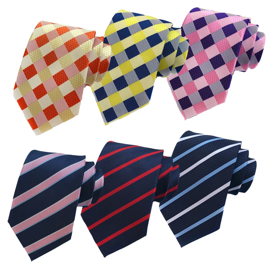 

New Factory 8cm Tie Plaid Checks Striped Jacquard Woven Classic Men Wedding Party Groom Silk Necktie Gravatas Para Homens